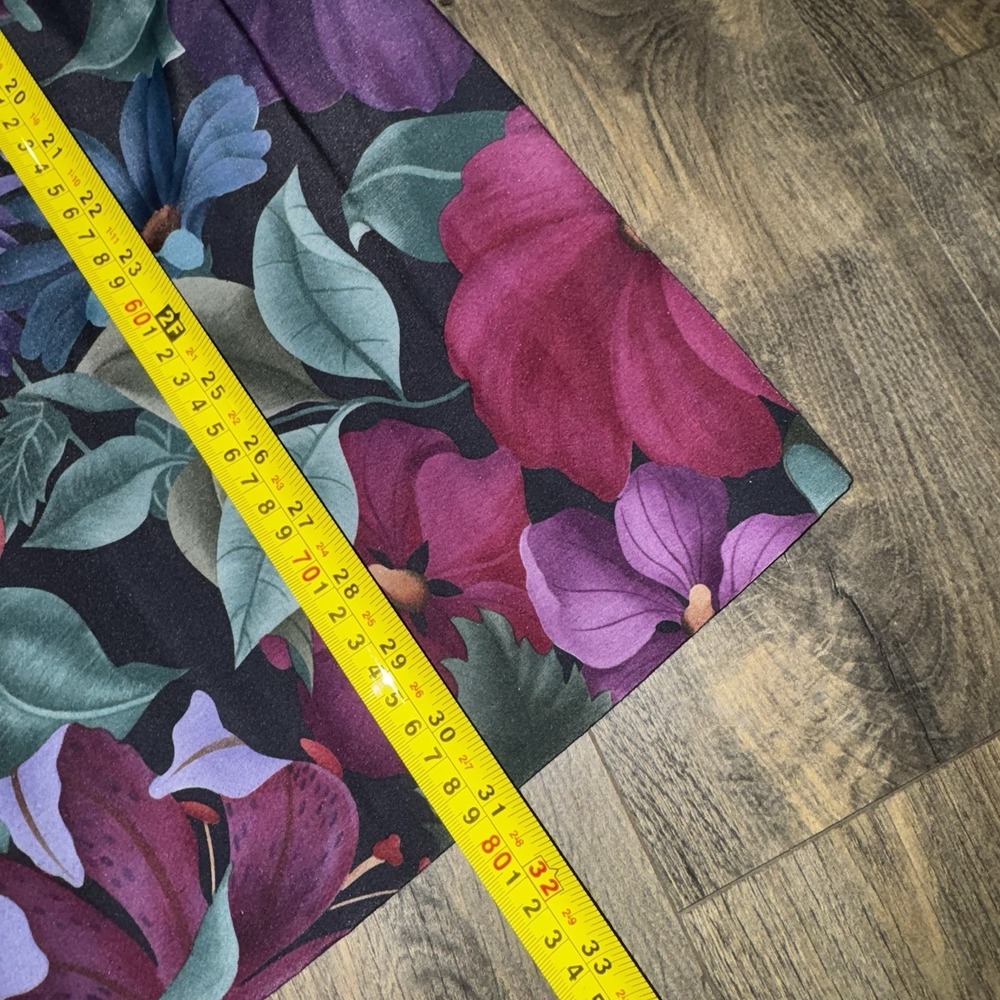 Vintage Alfred Dunner Midi Skirt Womens Sz 8 Bright Floral Dark Romantic USA - Picture 10 of 12